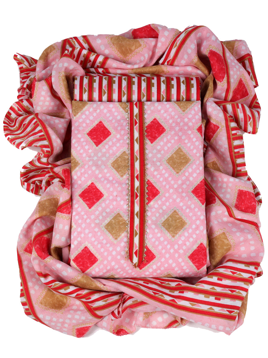 Cotton blend Print unstitched dress material