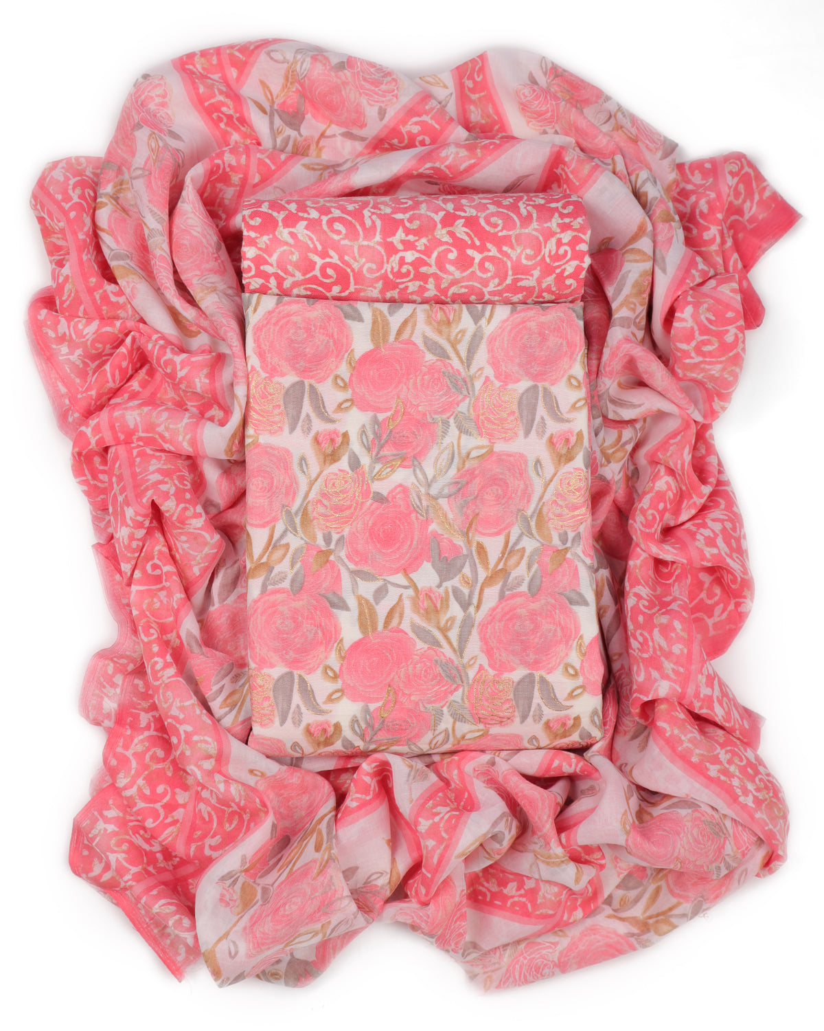 Cotton viscose unstitched salwar suit material