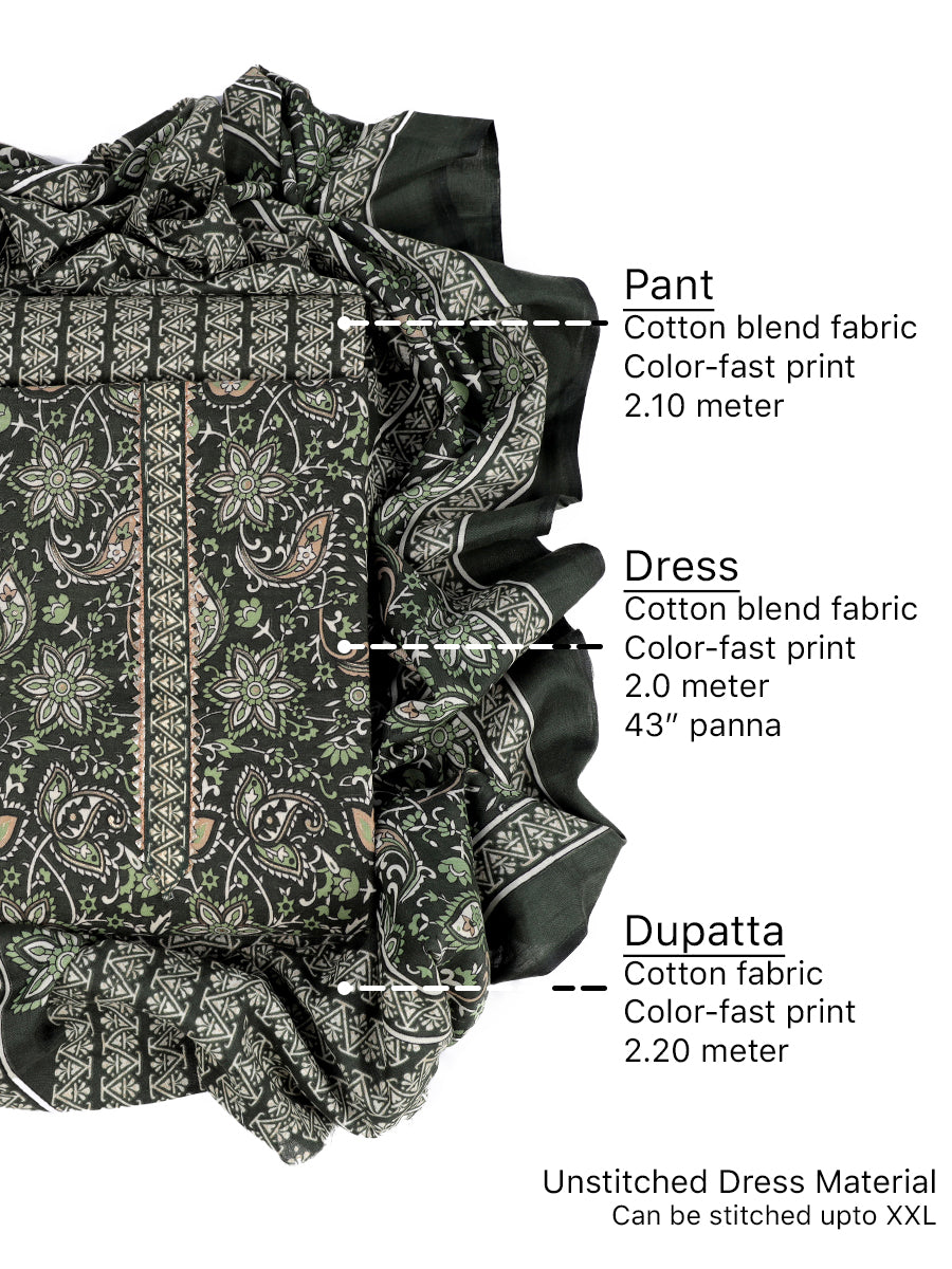 Cotton blend Print unstitched dress material