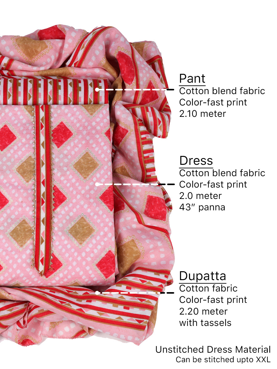 Cotton blend Print unstitched dress material