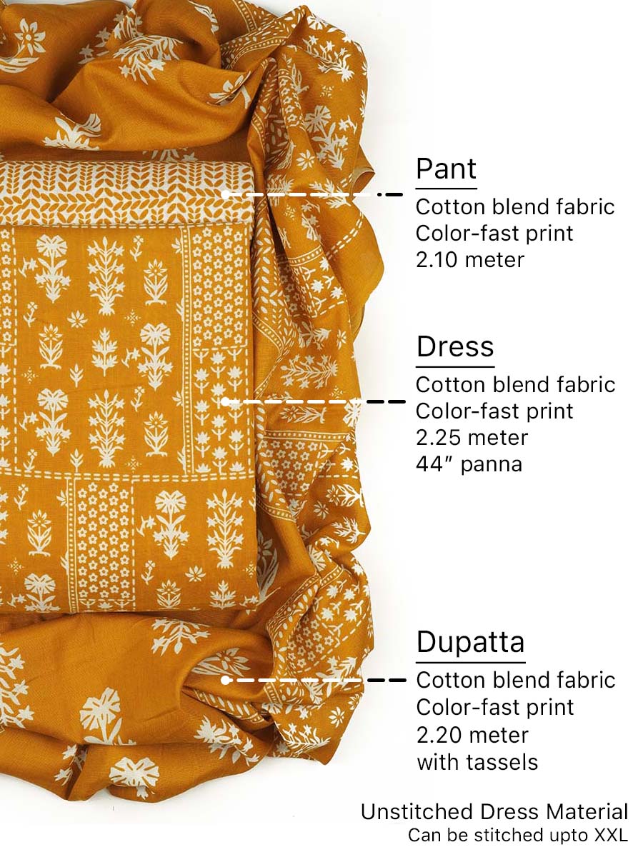 Cotton bland unstitched dress material