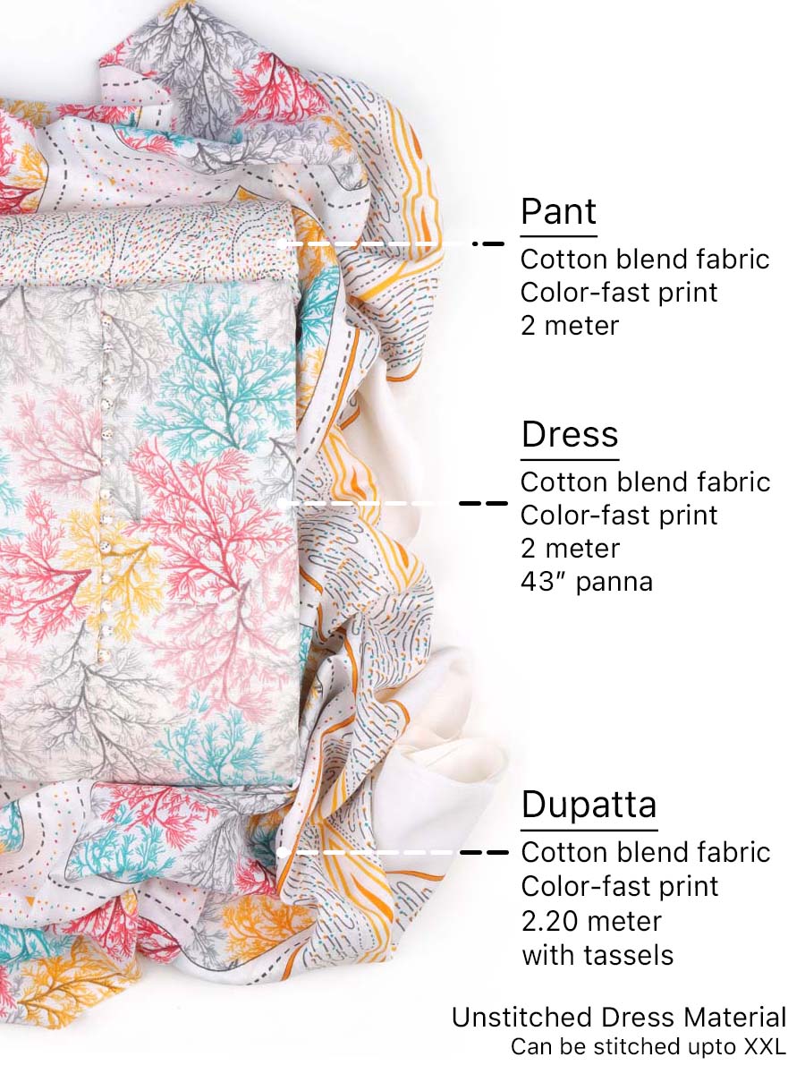 Cotton bland unstitched dress material