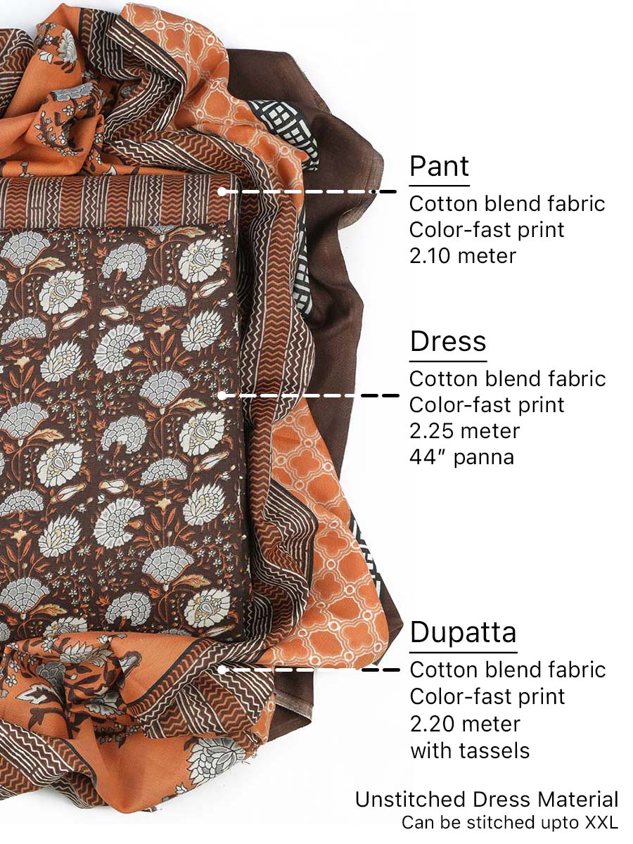 Cotton bland unstitched dress material
