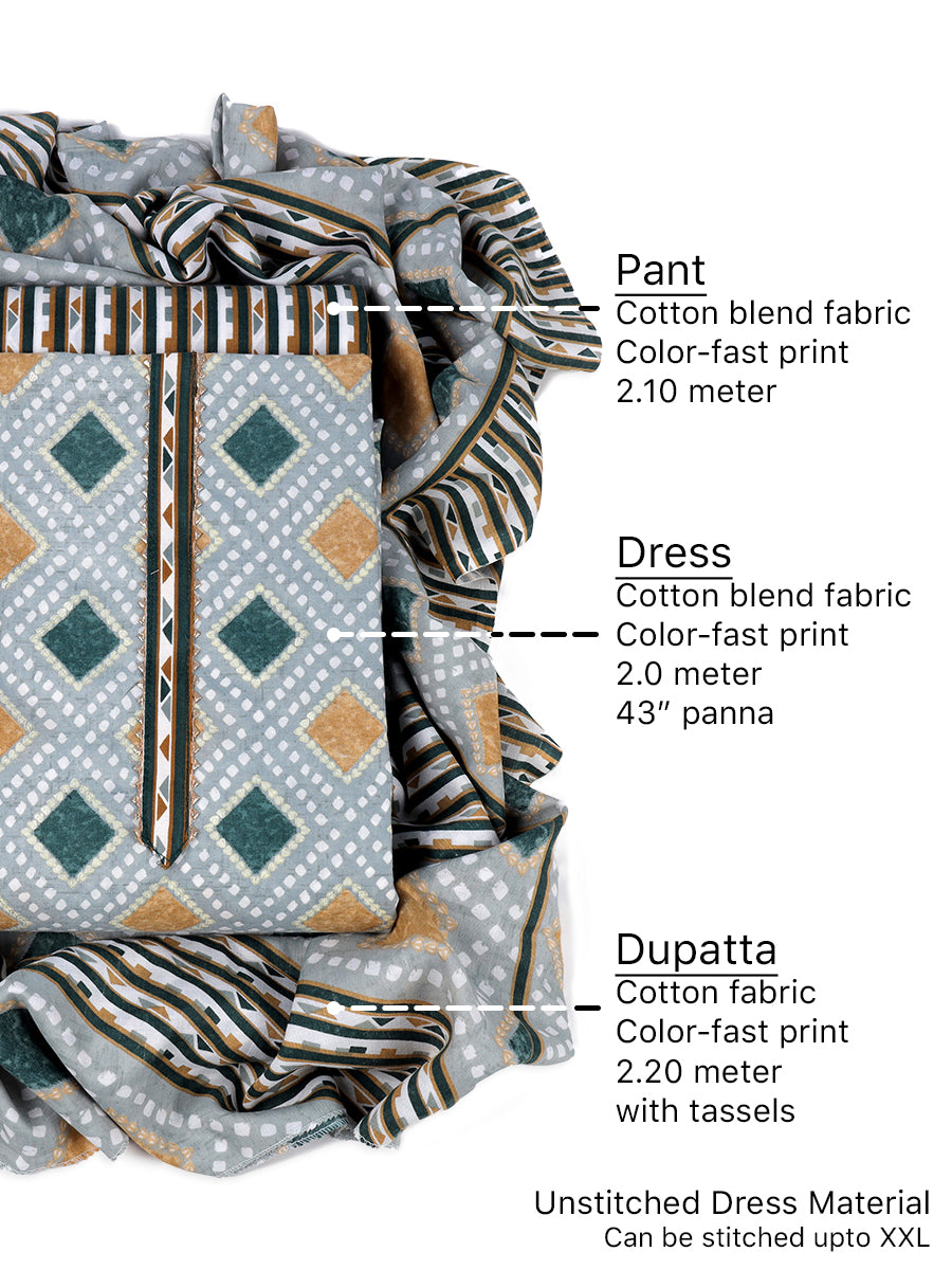 Cotton blend Print unstitched dress material