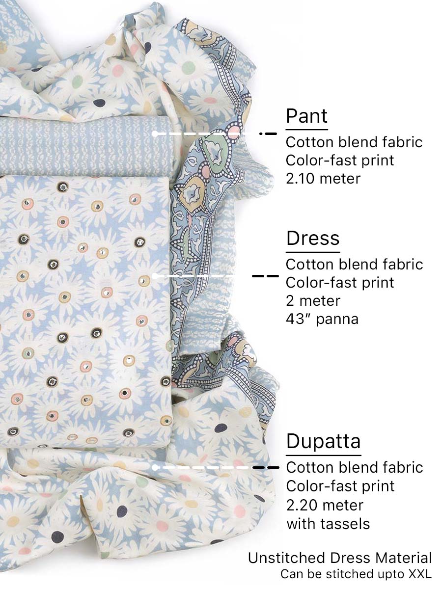 Cotton bland unstitched dress material