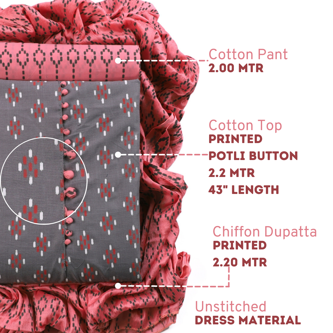 Cotton bland unstitched dress material