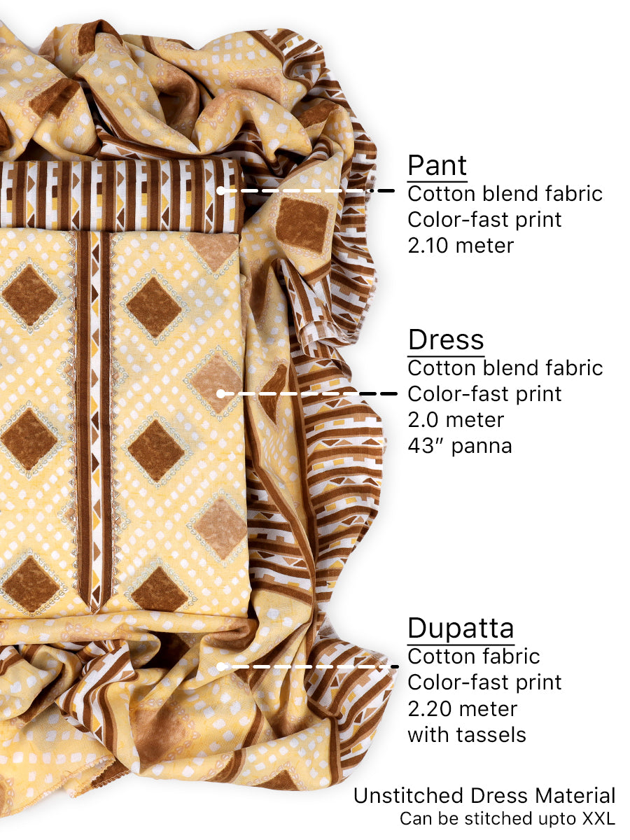 Cotton blend Print unstitched dress material