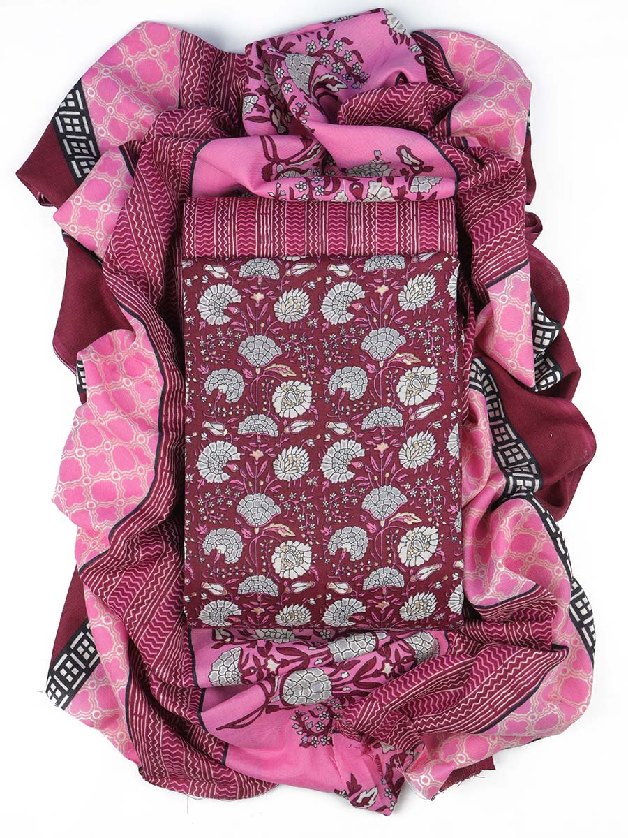 Cotton bland unstitched dress material