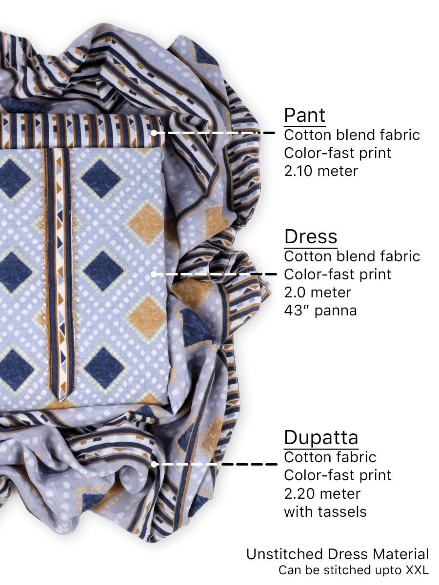 Cotton blend Print unstitched dress material