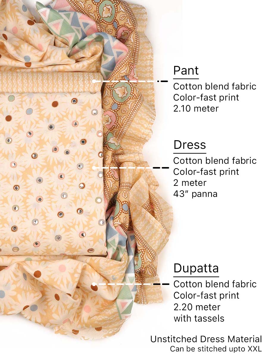 Cotton bland unstitched dress material