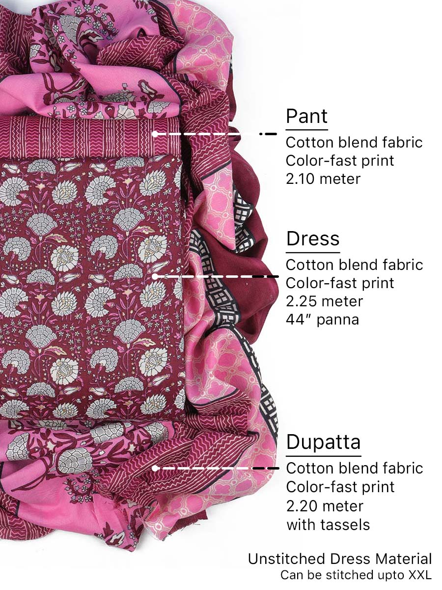 Cotton bland unstitched dress material