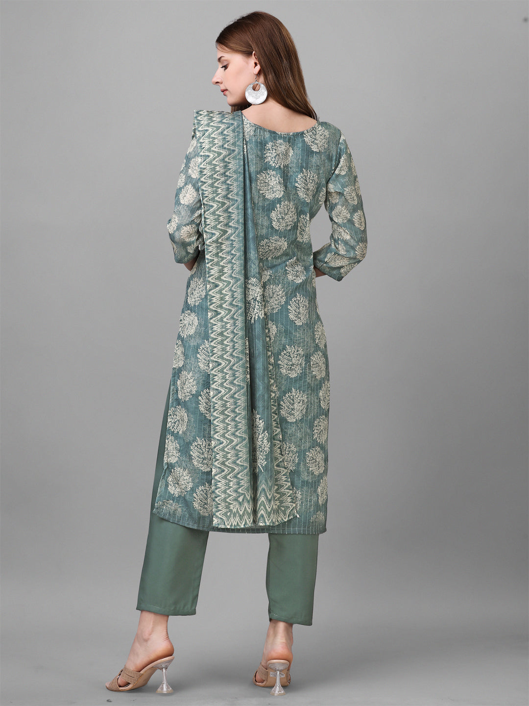 Cotton blend print kurta set with dupatta