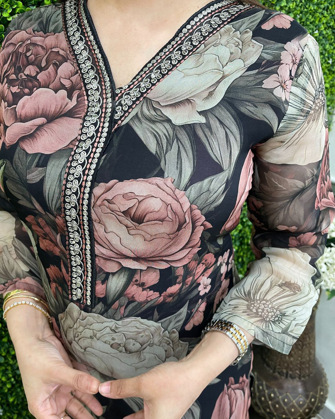 organza floral printed kurta sets for women