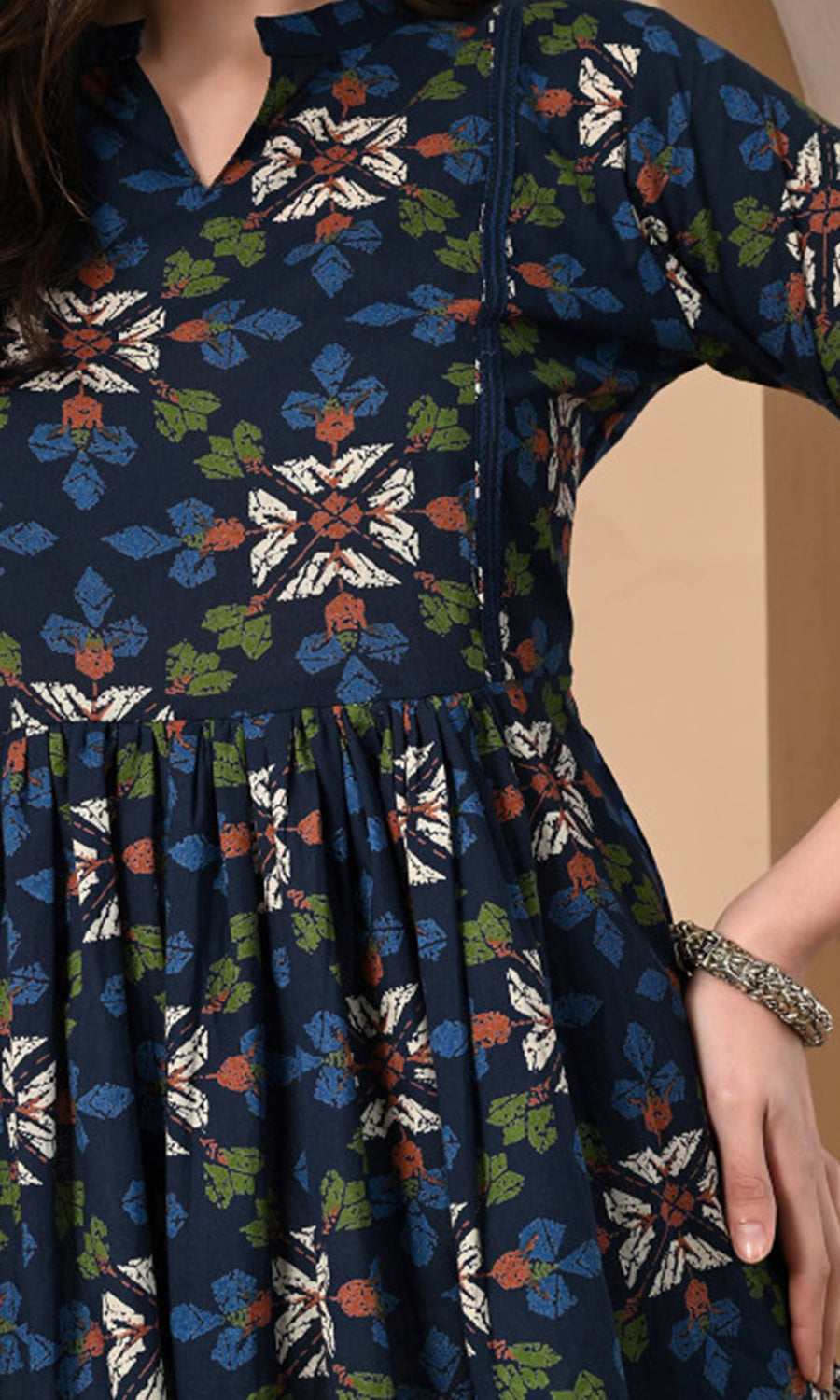 Women’s Cotton Printed A-Line Peplum Tunic Top