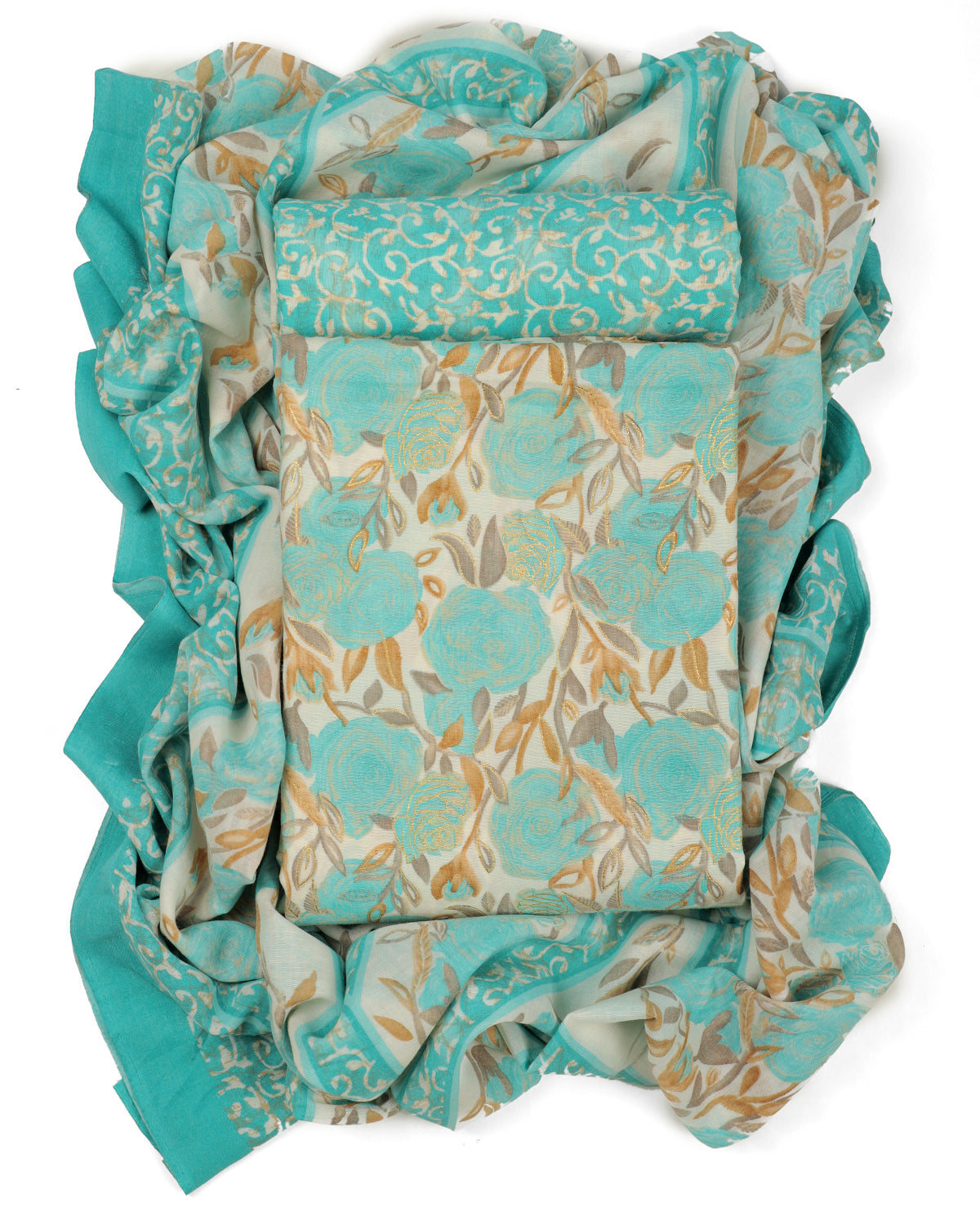 Cotton viscose unstitched salwar suit material