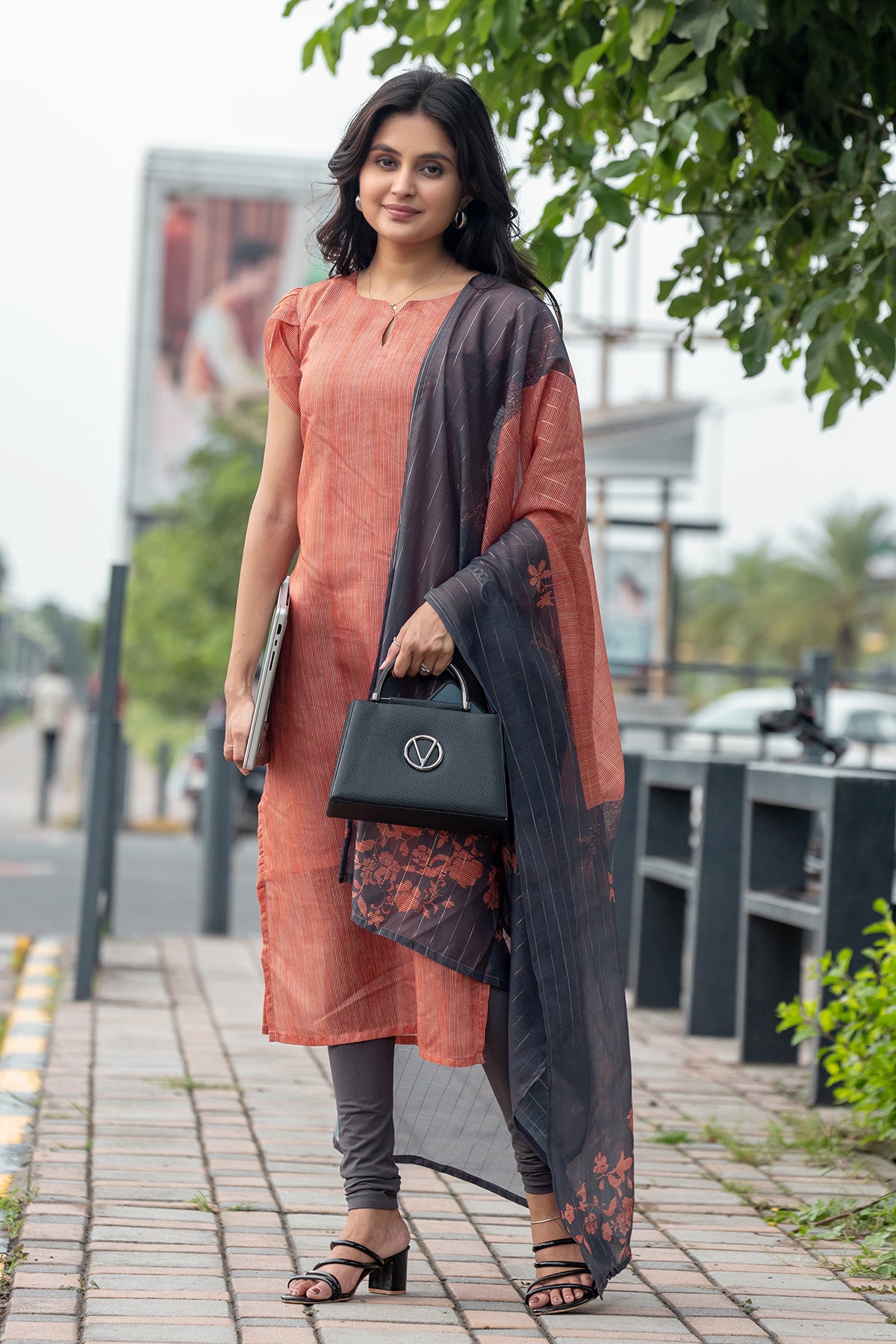 Women’s Chanderi Kurta Set with Printed Dupatta