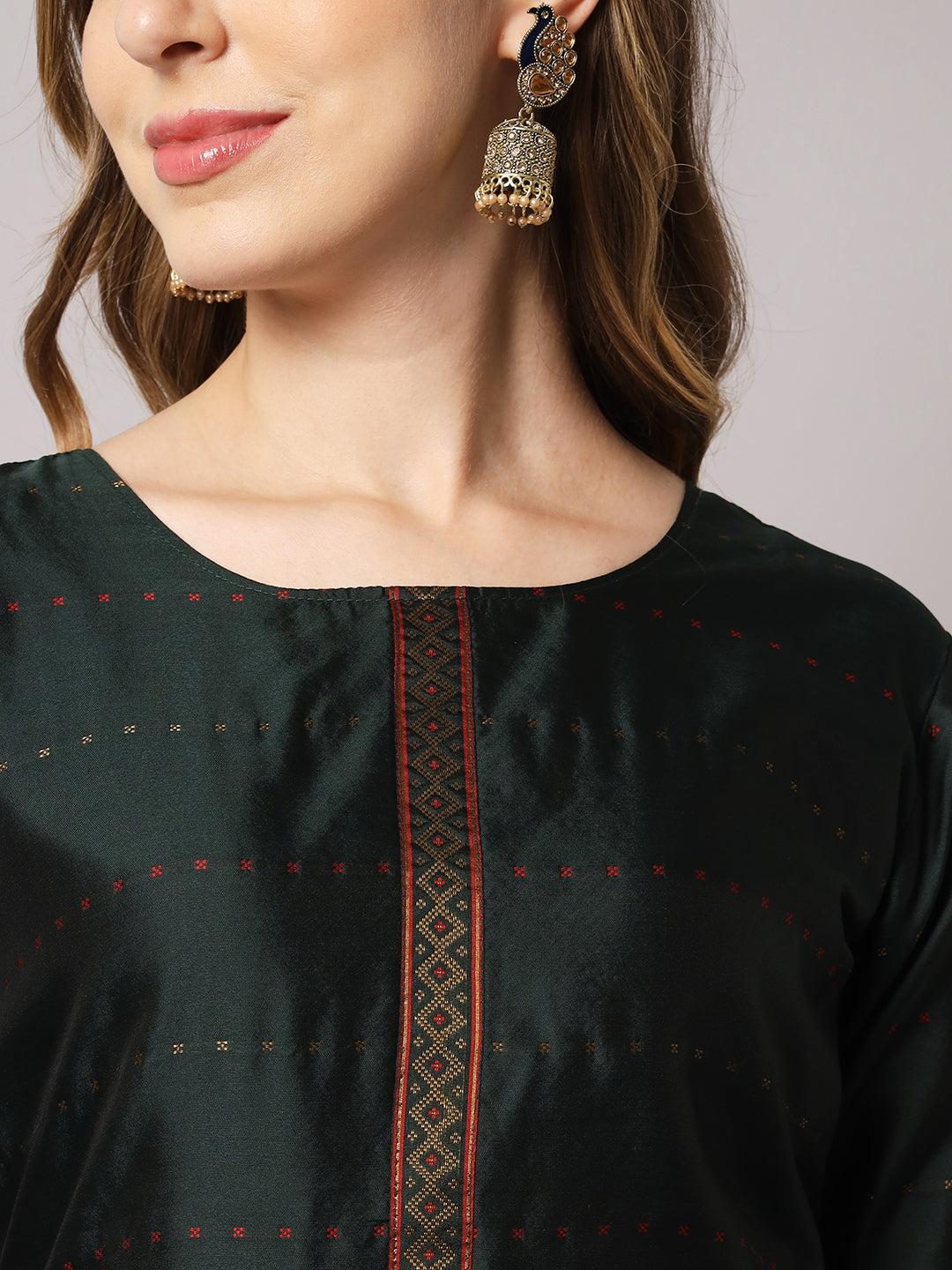 Silk blend woven kurta set with jacquard silk dupatta