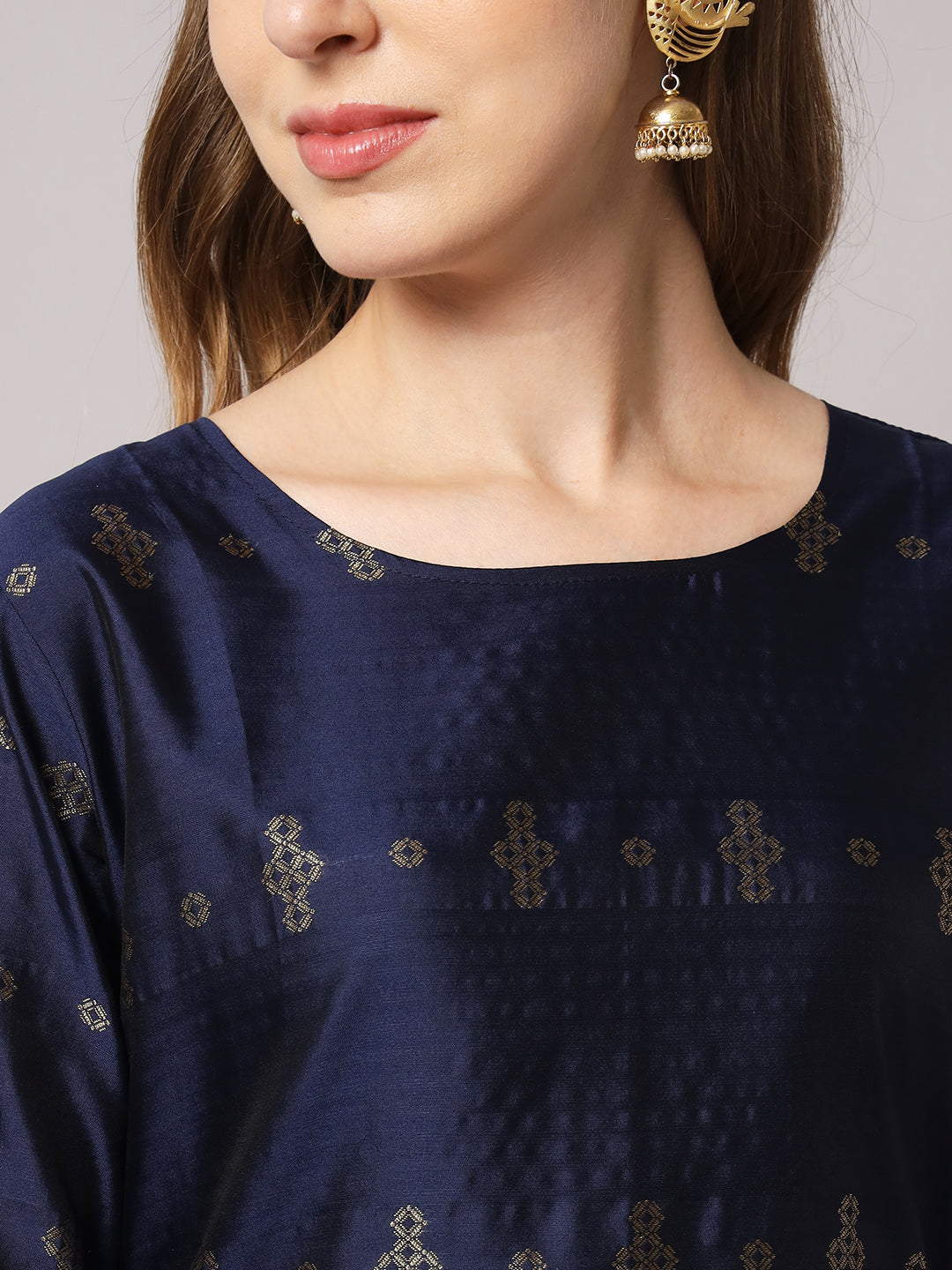 Jacquard silk blend woven kurta set with dupatta