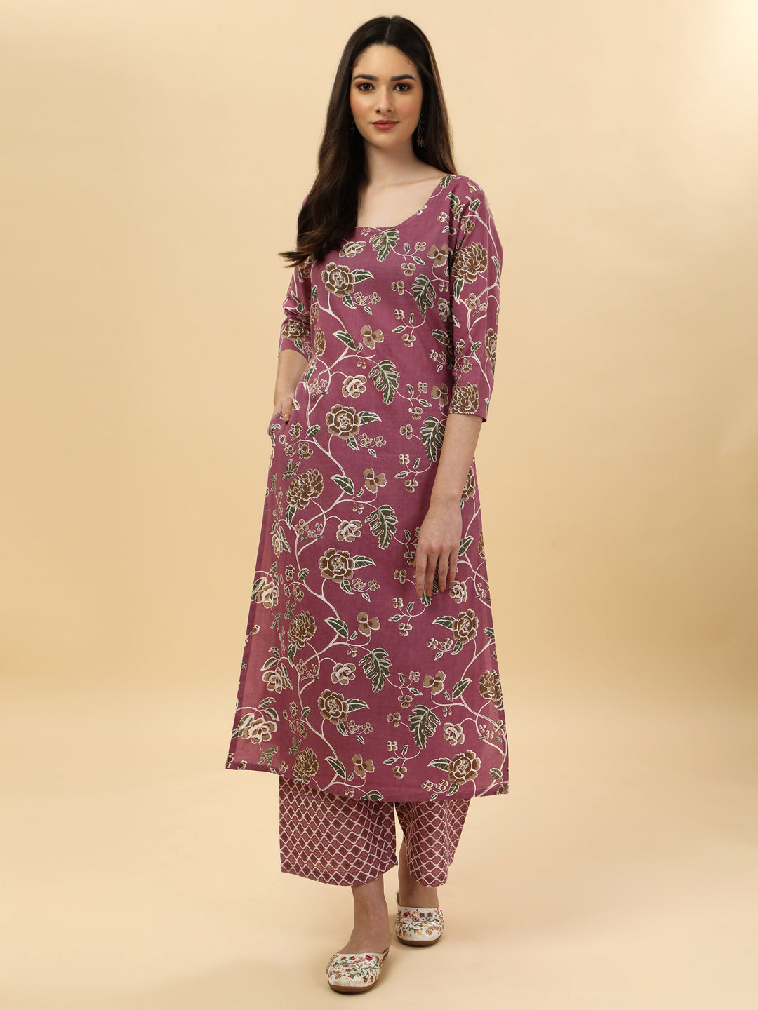 Cotton print kurta set with dupatta