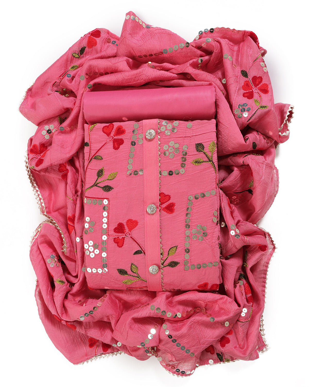 Chanderi Cotton bland unstitched dress material