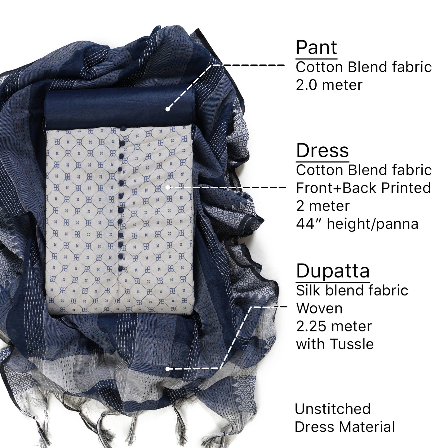 South Cotton bland unstitched dress material