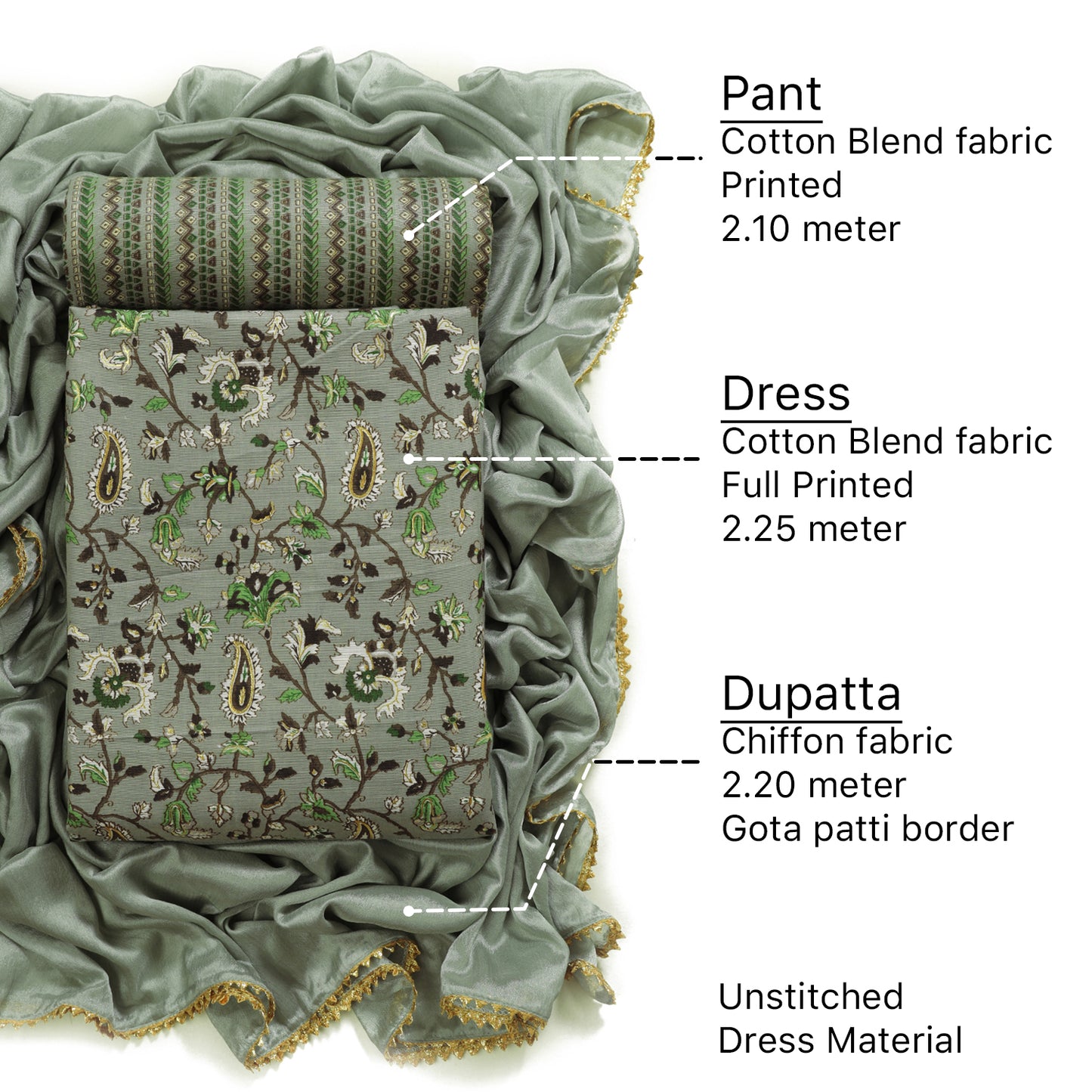 Cotton bland unstitched dress material