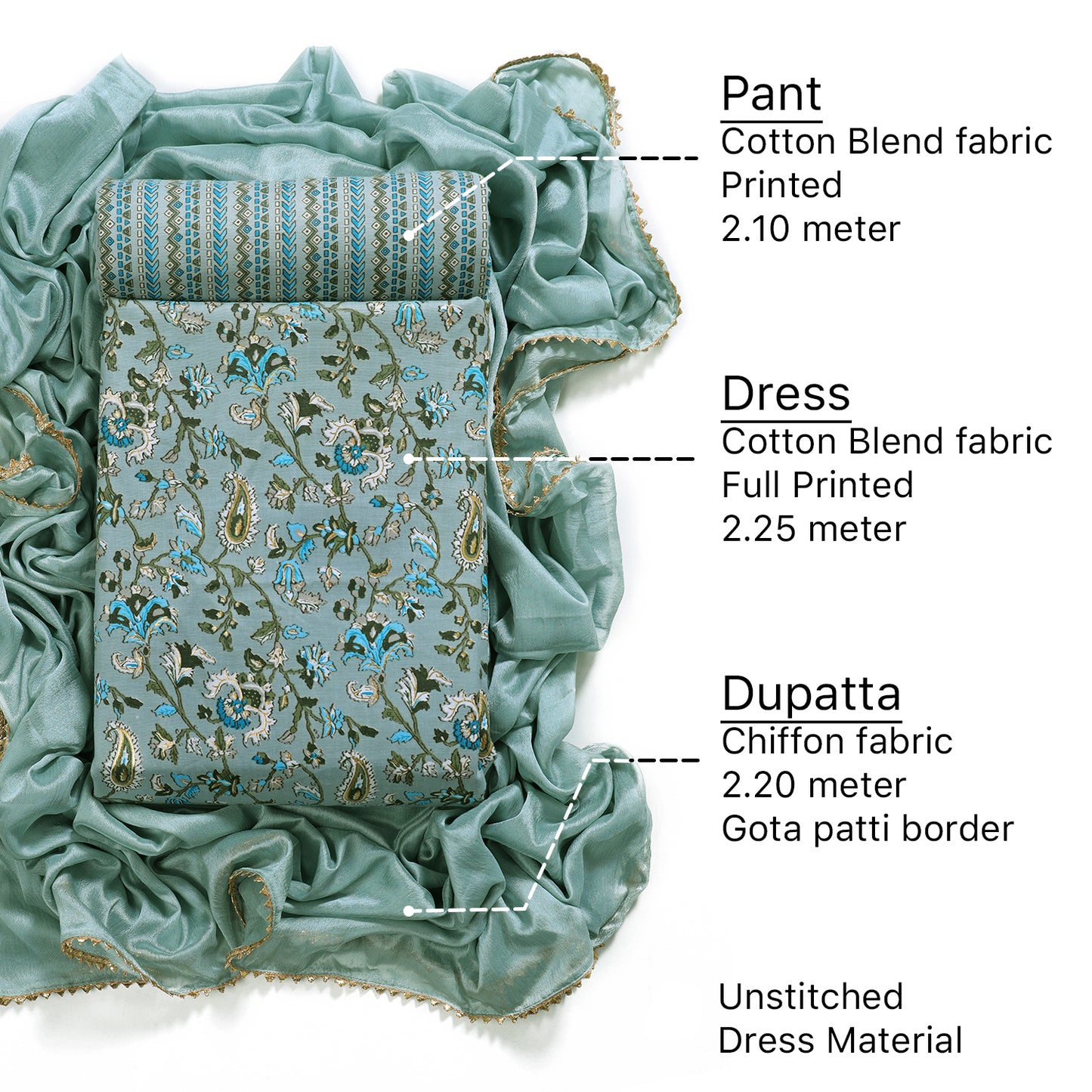 Cotton bland unstitched dress material