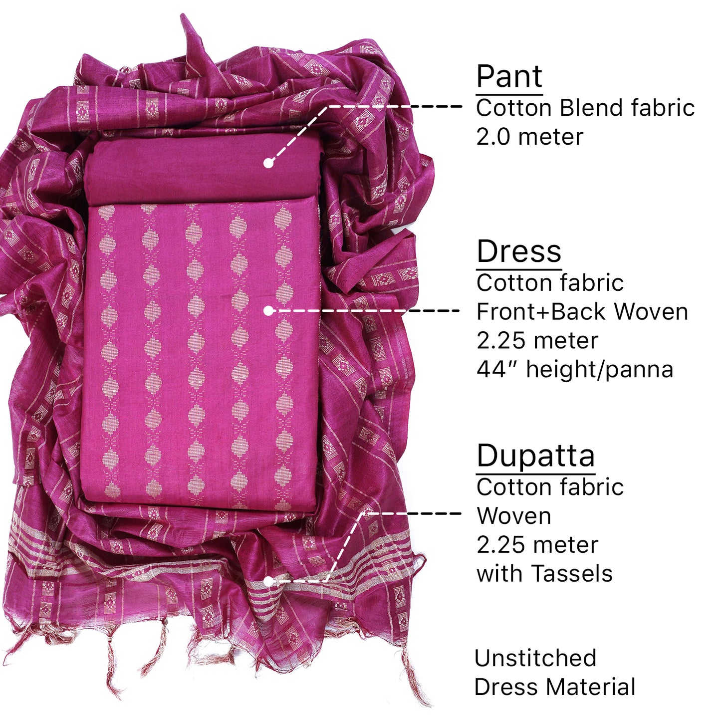 Cotton bland unstitched dress material