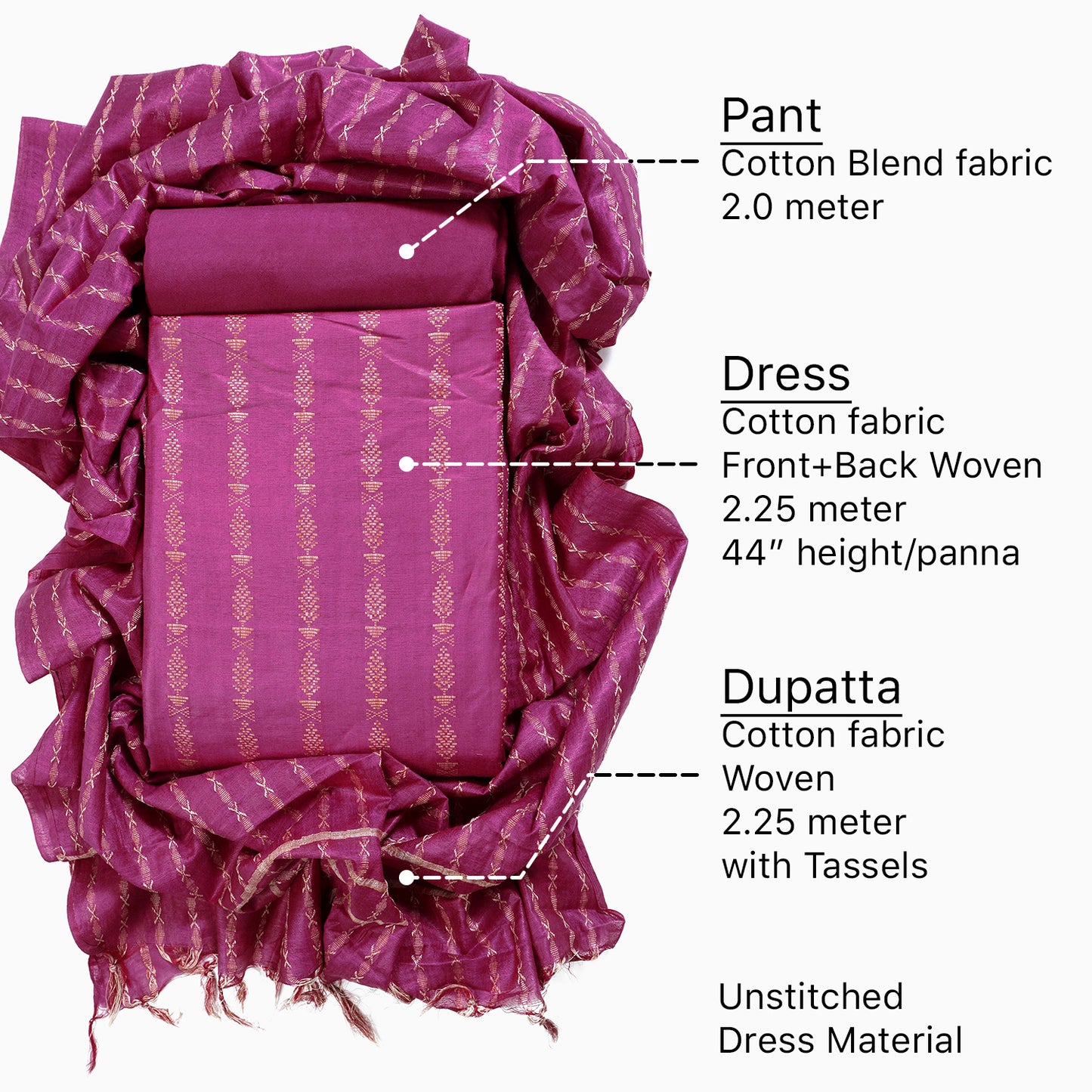 Cotton bland unstitched dress material