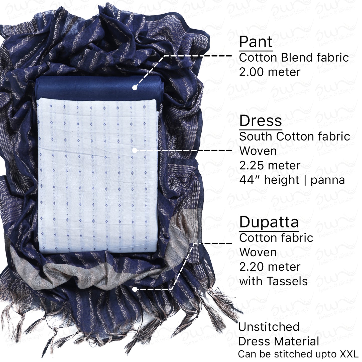 South Cotton bland unstitched dress material