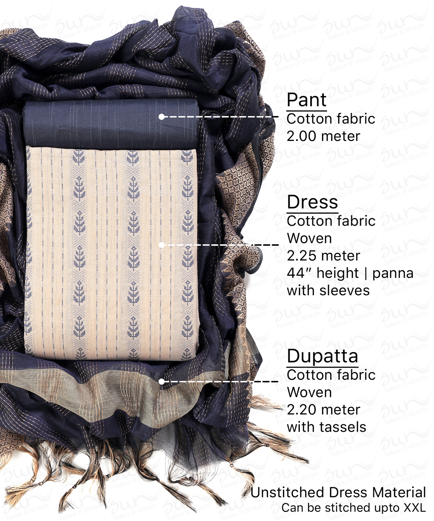 South Cotton bland unstitched dress material