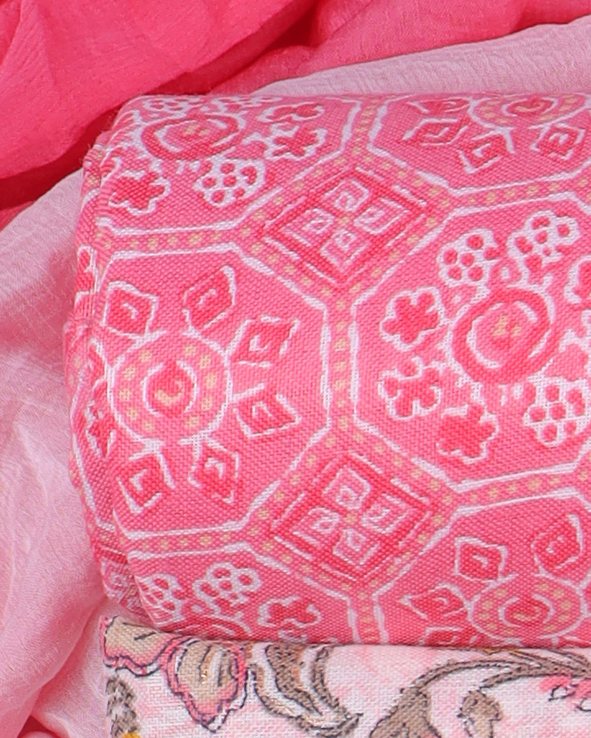 Cotton blend floral print unstitched dress material