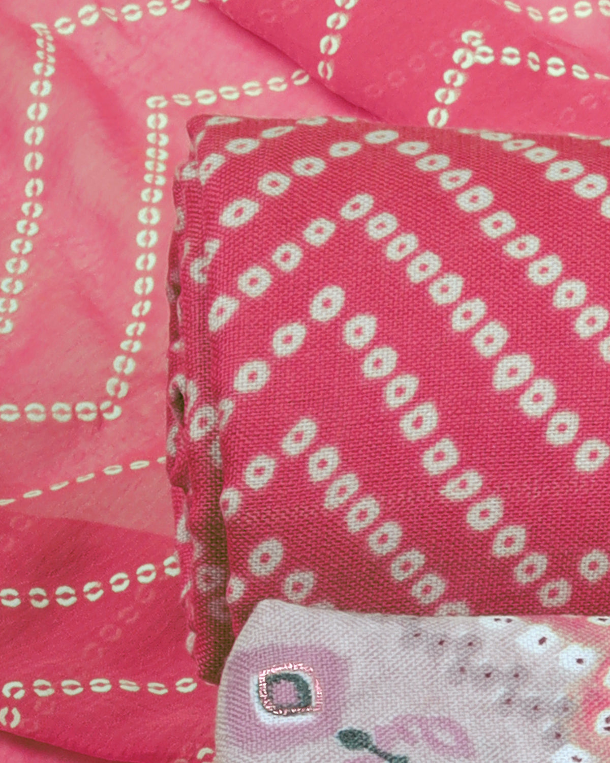 Cotton blend bandhani print unstitched dress material