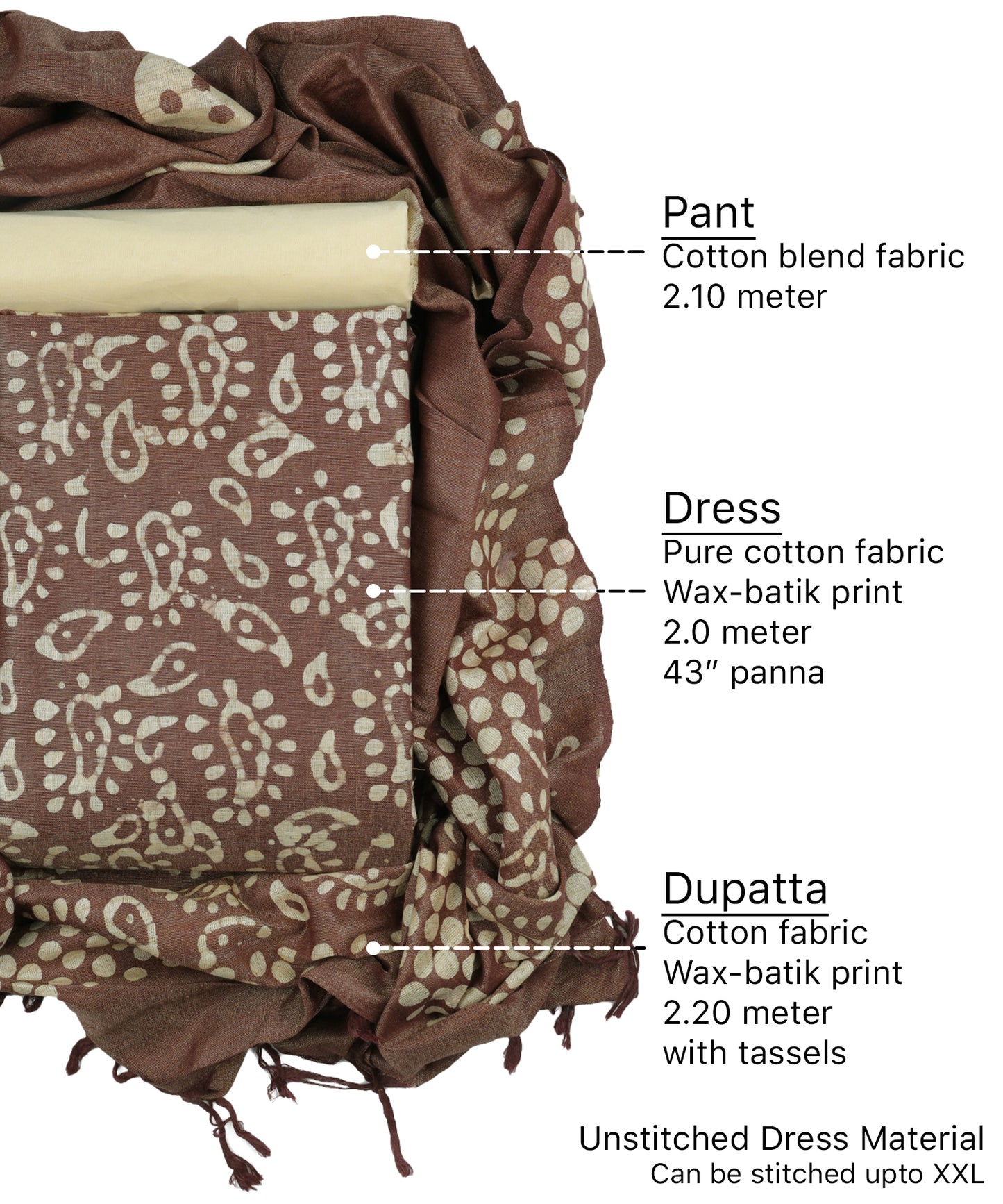 Cotton batik unstitched dress material