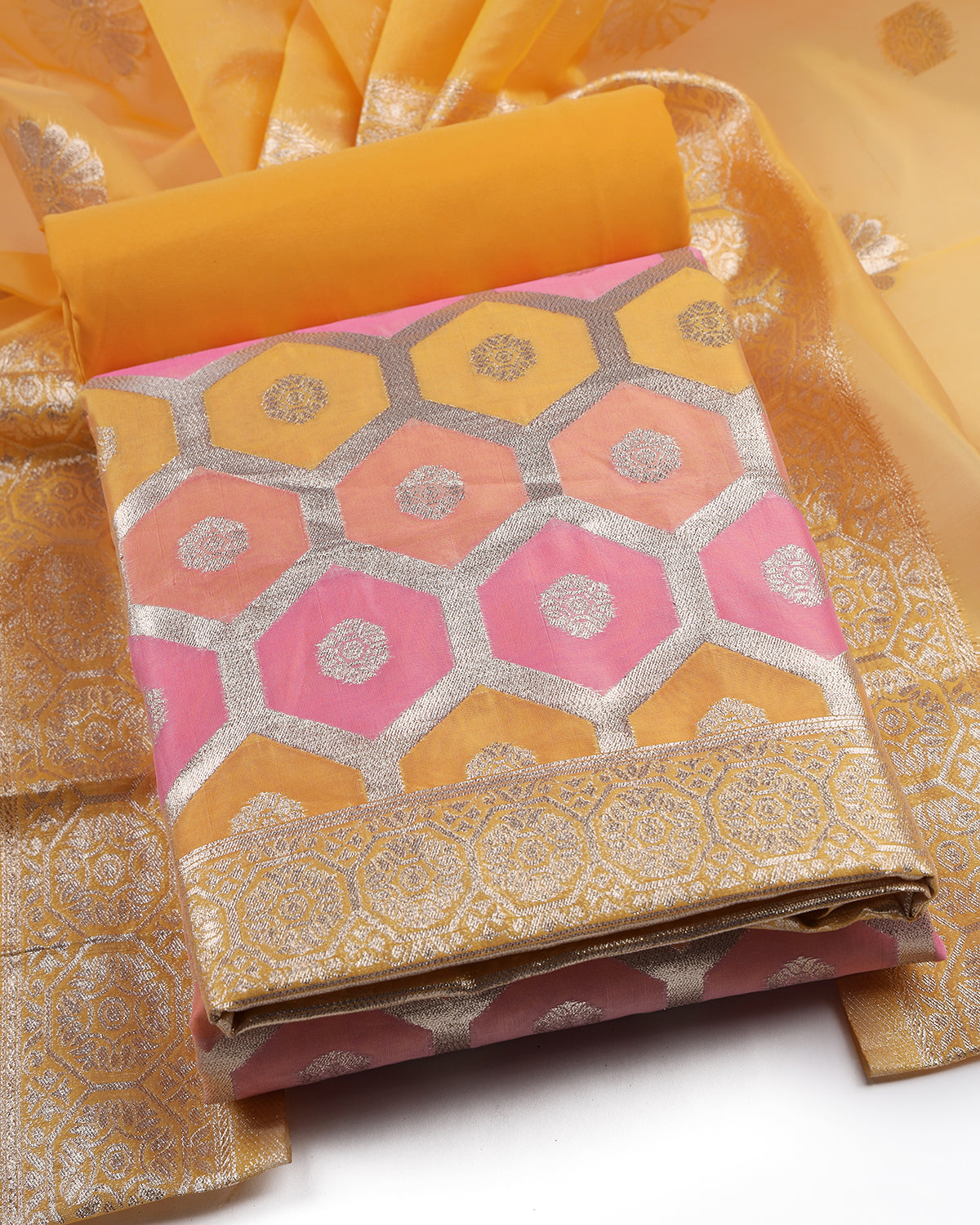 Orgenza jacquard unstitched dress material