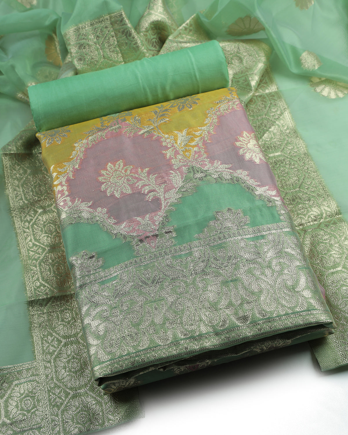 Orgenza jacquard unstitched dress material