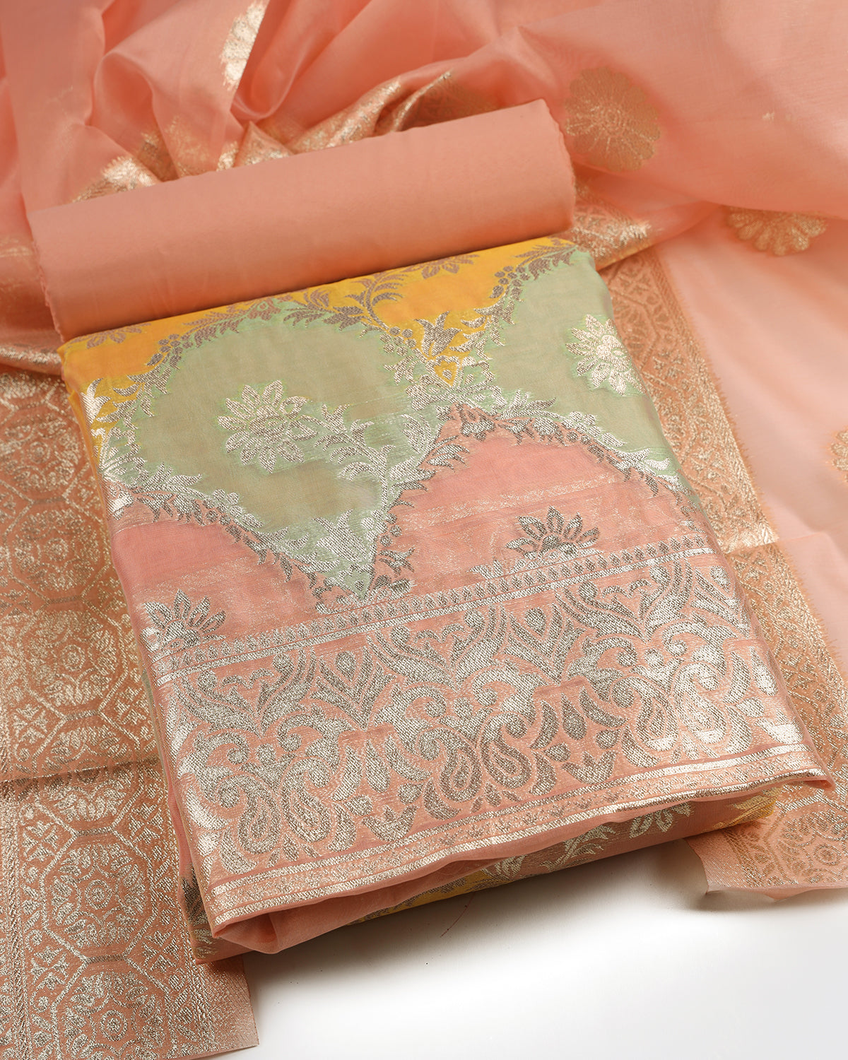 Orgenza jacquard unstitched dress material