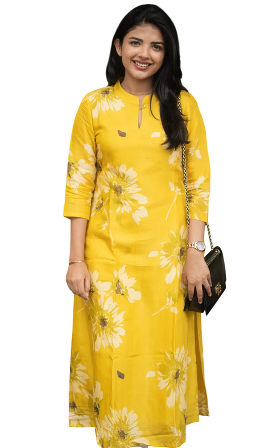 Rayon Printed Straight Calf Length Kurta for Women