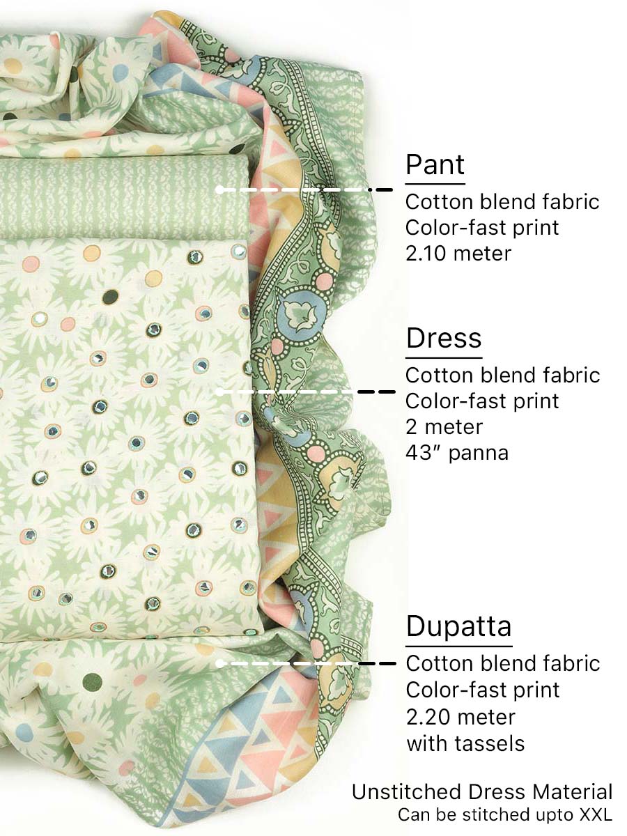 Cotton bland unstitched dress material