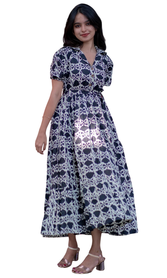 Women’s Rayon Printed Fit & Flare Maxi Dress