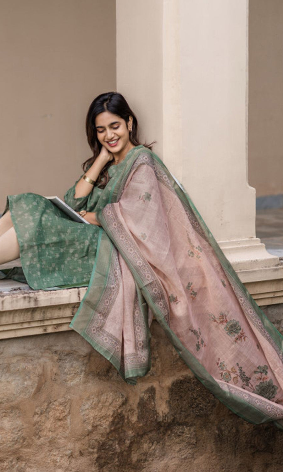 Green Chanderi Kurti with Dupatta – Casual Chic