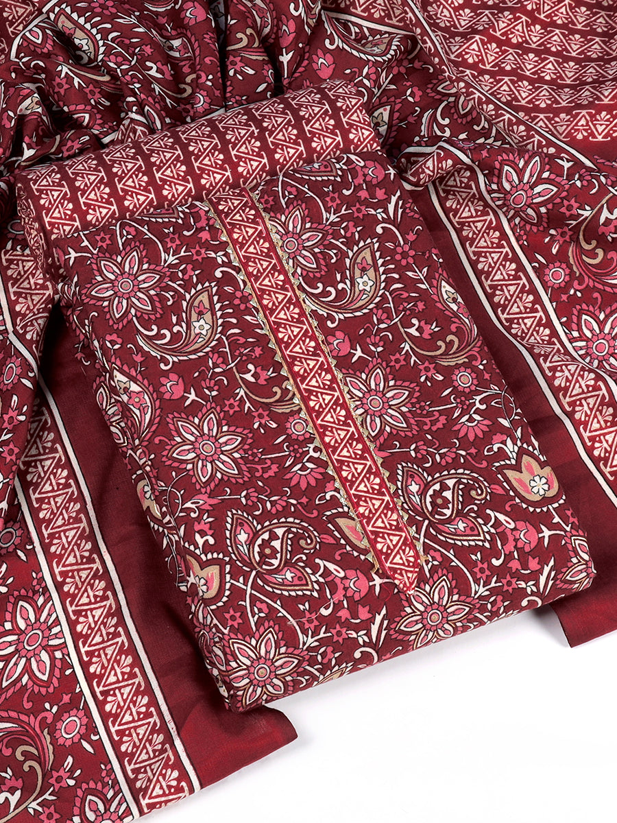 Cotton blend Print unstitched dress material