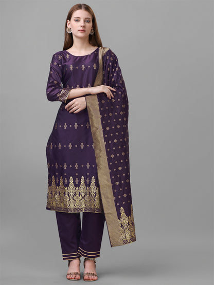 Jacquard silk blend woven kurta set  with dupatta