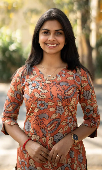 Women Chanderi Printed Straight Calf Length Kurta