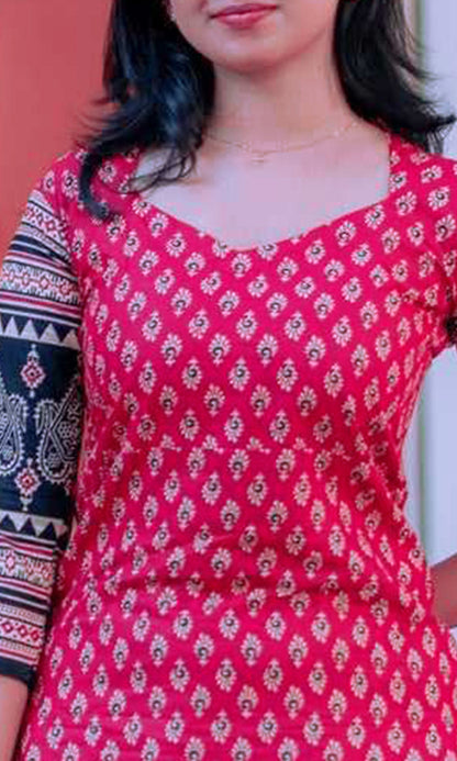 Women’s Rayon Ajrakh Block Print Kurta Set