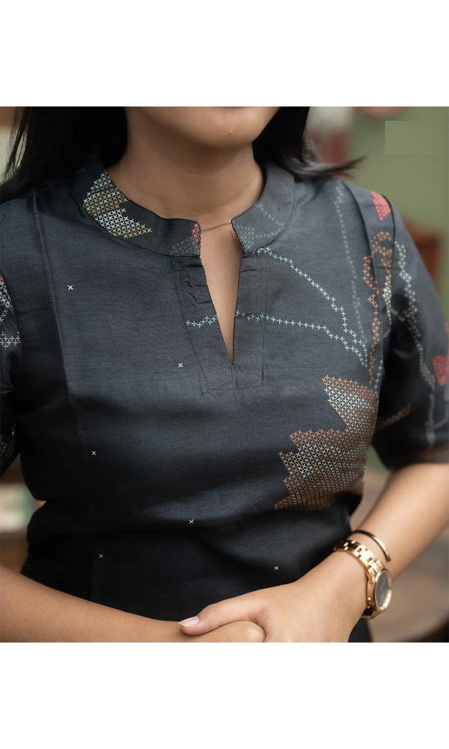 Women Chanderi Printed Straight Calf Length Kurta