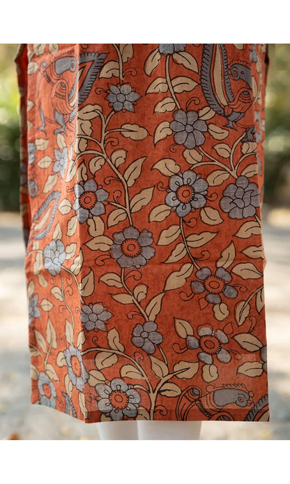 Women Chanderi Printed Straight Calf Length Kurta