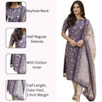 Women's Purple Silk Kurti with Dupatta – Casual Chic