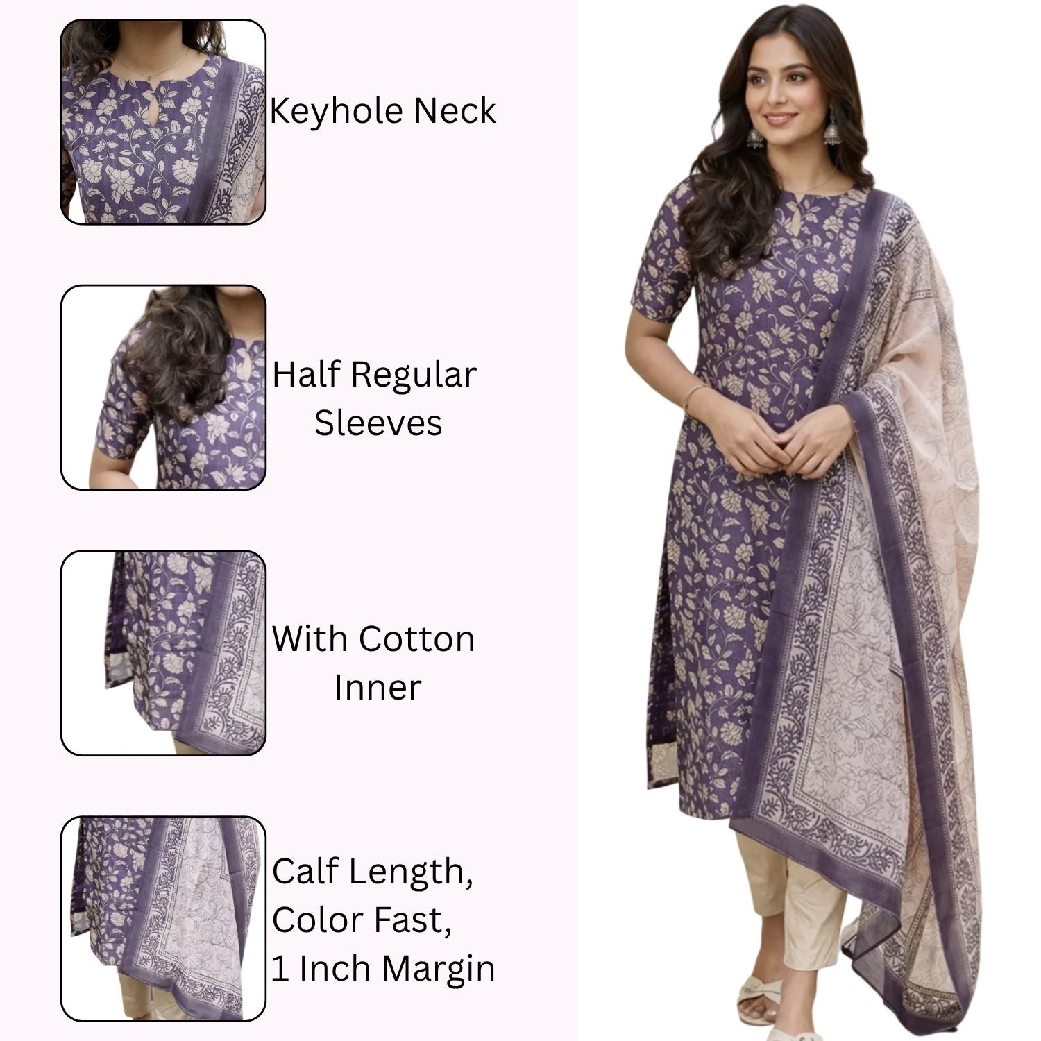 Women's Purple Silk Kurti with Dupatta – Casual Chic