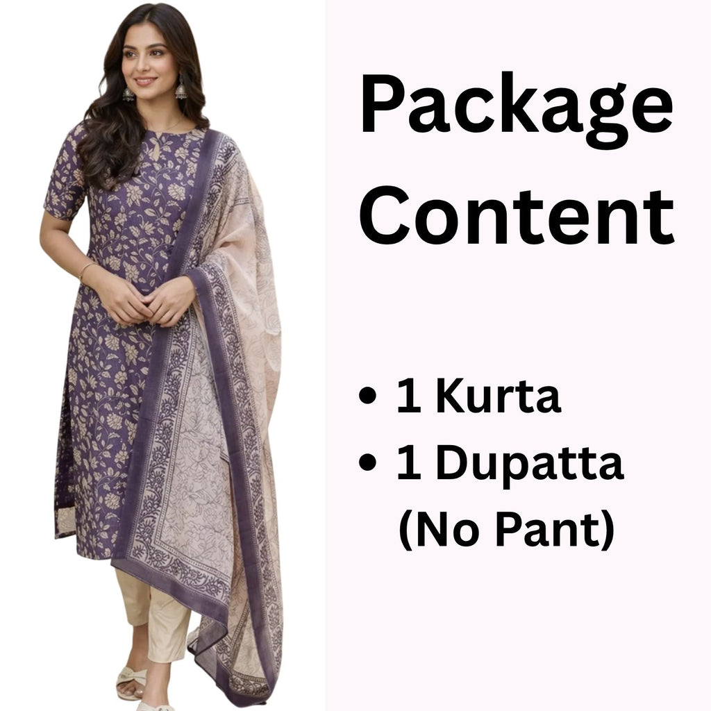 Women's Purple Silk Kurti with Dupatta – Casual Chic